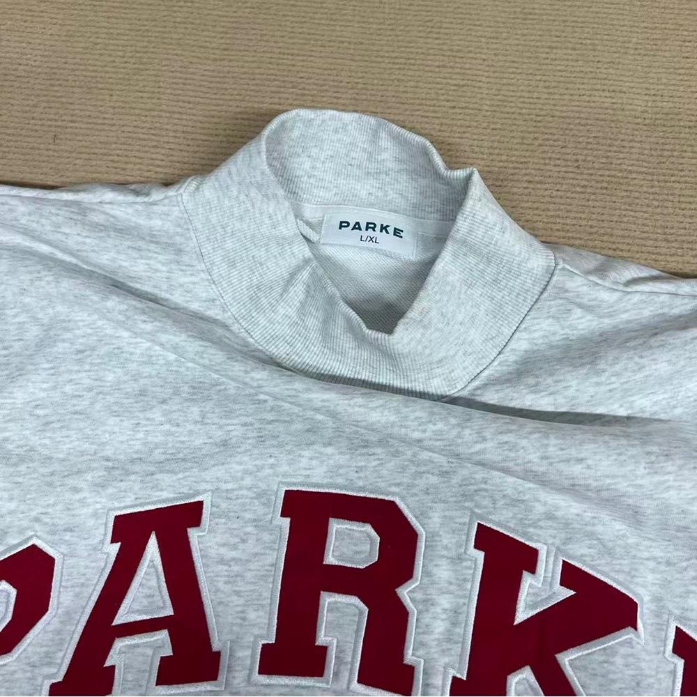 PARKE Light Gray Crewneck Sweatshirt with Red Lettering - Picture 4 of 6